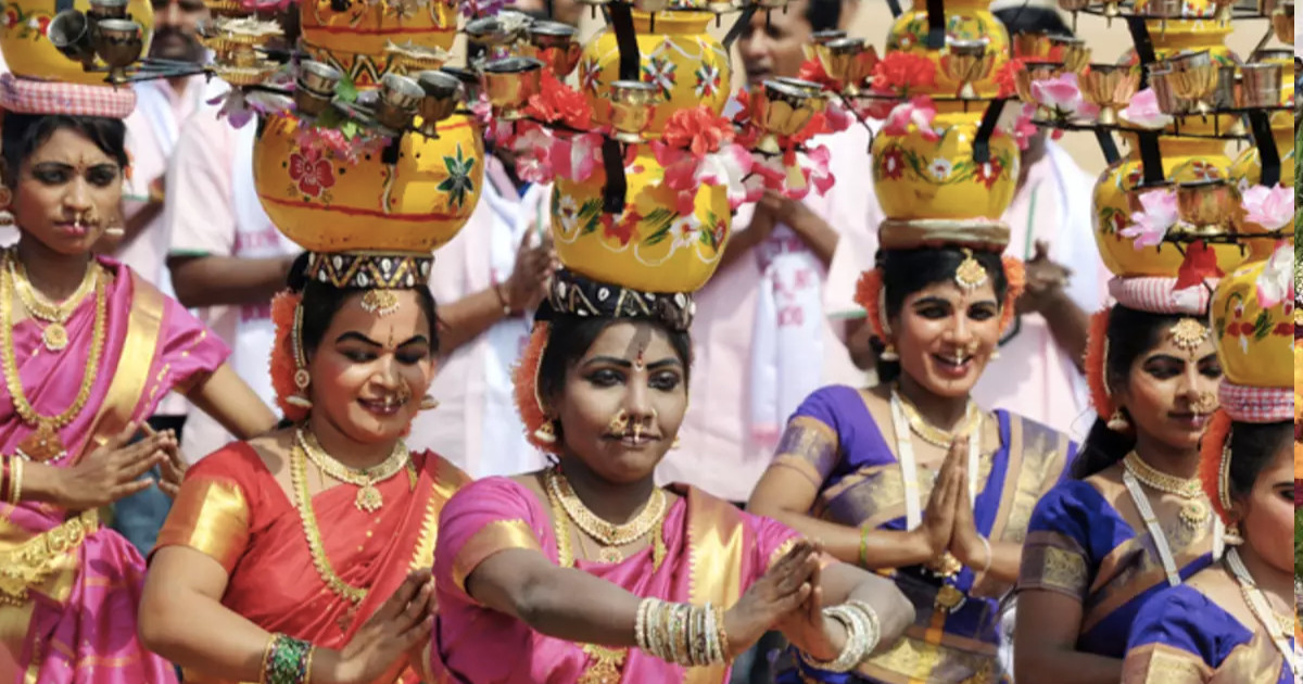 Gathering of telugu people for bathukamma